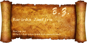 Barinka Zamfira névjegykártya